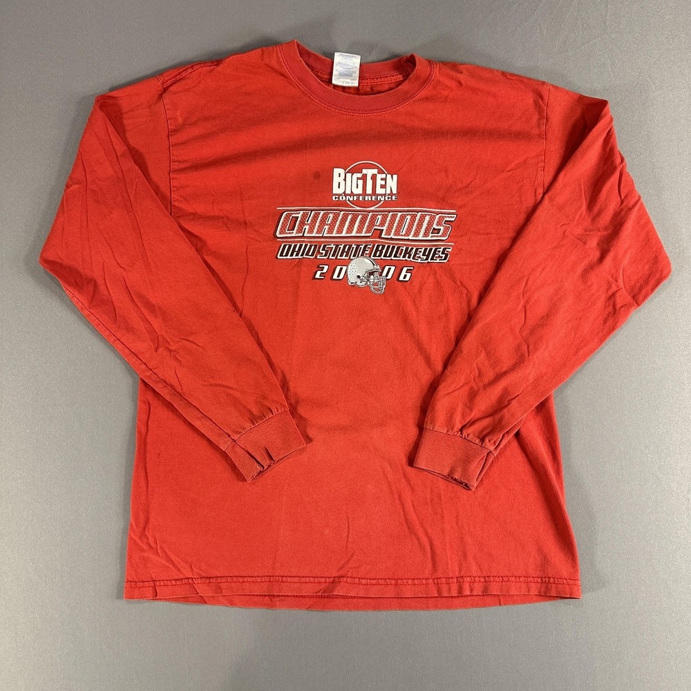Ohio State Buckeyes Shirt Mens Large Long Sleeve Red NCAA Football Gildan 2006
